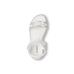 Sandali Bianchi Bambina con strass fiocco dettagli argento Dieci Baci