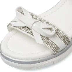 Sandali Bianchi Bambina con strass fiocco dettagli argento Dieci Baci