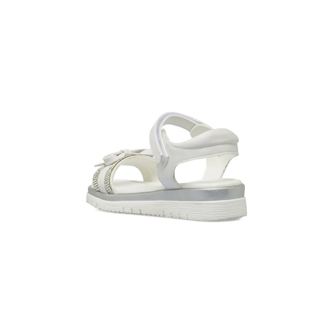 Sandali Bianchi Bambina con strass fiocco dettagli argento Dieci Baci
