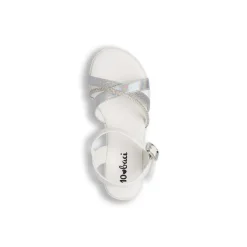 Sandali Bianchi Bambina con strass ed effetto olografico Dieci Baci
