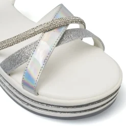 Sandali Bianchi Bambina con strass ed effetto olografico Dieci Baci