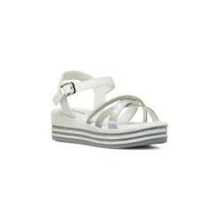 Sandali Bianchi Bambina con strass ed effetto olografico Dieci Baci