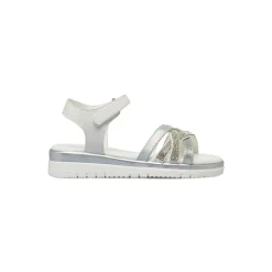 Sandali Bianchi Bambina con strass e fasce glitter argento Dieci Baci