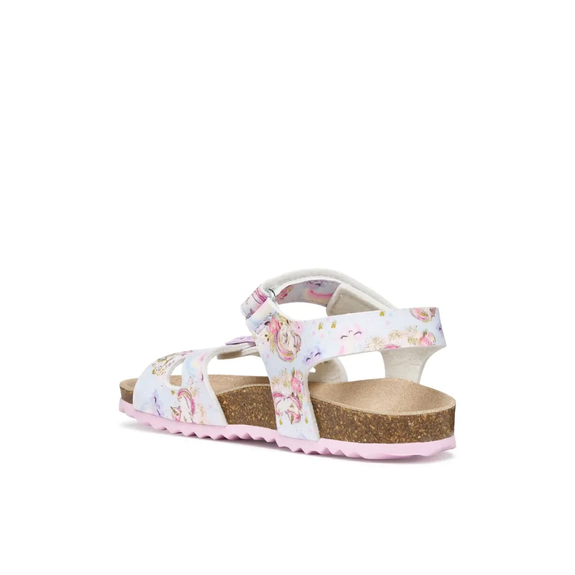 Sandali bianchi Bambina con stampa unicorni e suola traspirante Geox