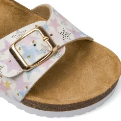 Sandali bianchi Bambina con stelle e fibbie dorate Le scarpe di Alice