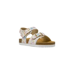 Sandali bianchi Bambina con stelle e fibbie dorate Le scarpe di Alice