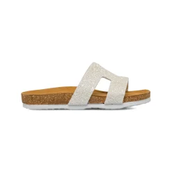 Sandali bianchi con glitter e sottopiede in Pelle da bambina Settenote