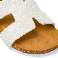 Sandali bianchi con glitter e sottopiede in Pelle da bambina Settenote