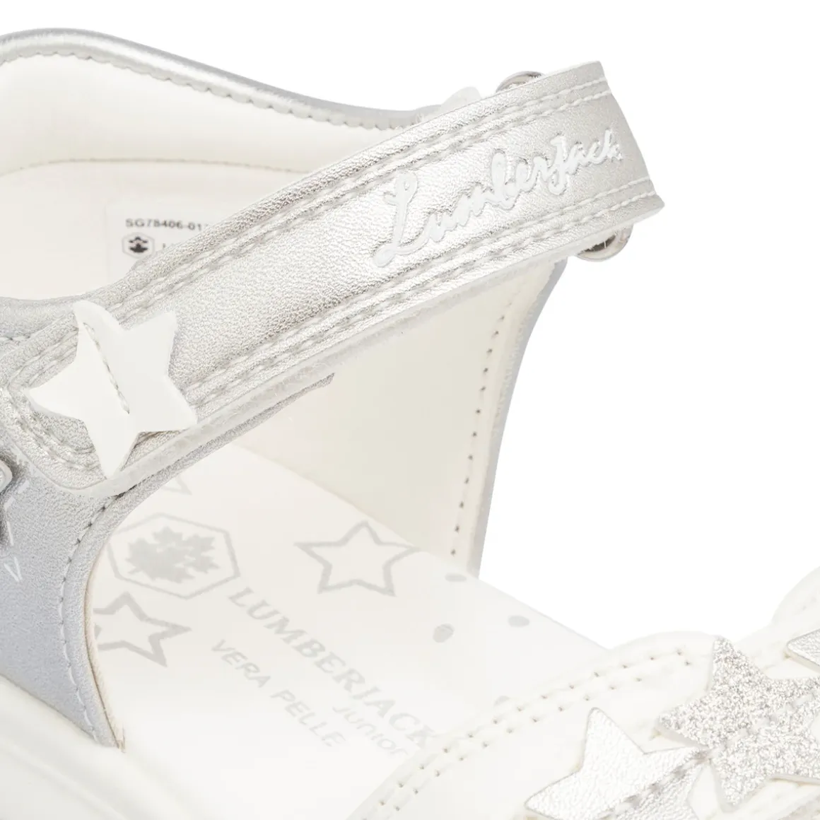 Sandali Bianchi da Bambina con decorazione Stelle Lumberjack