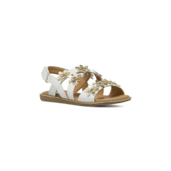 Sandali Bianchi da Bambina con fiori dorati glitter Dieci Baci