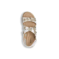 Sandali Bianchi da Bambina con fiori dorati glitter Dieci Baci