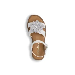 Sandali Bianchi da Bambina con decoro a fiore di strass Dieci Baci