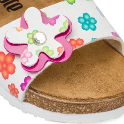 Sandali bianchi da Bambina con fiori e cinturino con fibbia regolabile Settenote