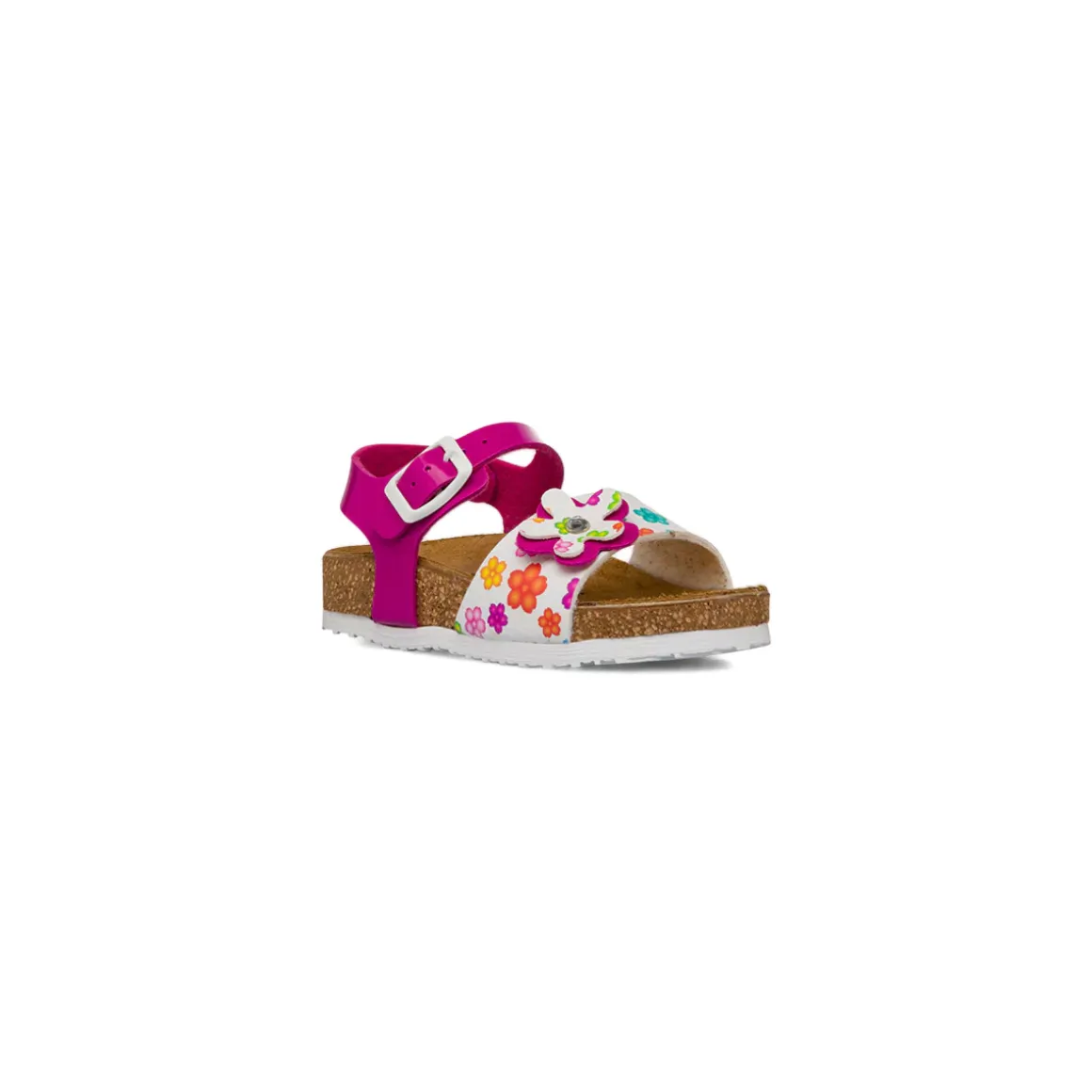 Sandali bianchi da Bambina con fiori e cinturino con fibbia regolabile Settenote