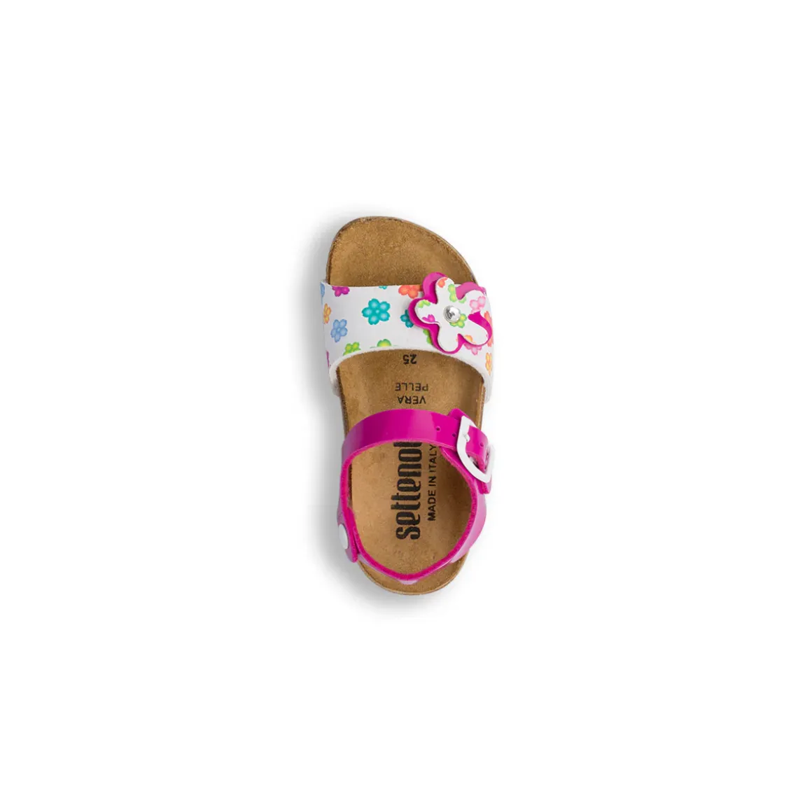 Sandali bianchi da Bambina con fiori e cinturino con fibbia regolabile Settenote