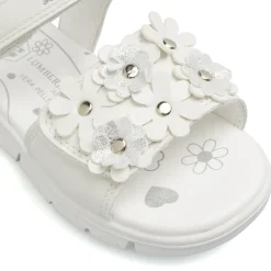 Sandali bianchi da Bambina con fiori decorativi e glitter Lumberjack