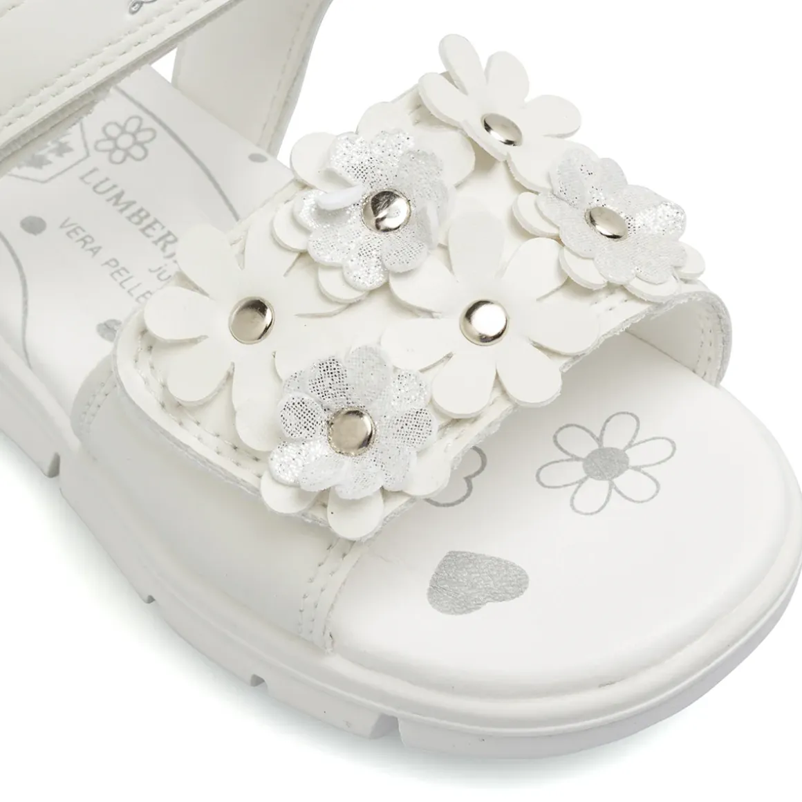 Sandali bianchi da Bambina con fiori decorativi e glitter Lumberjack