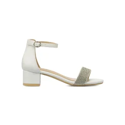 Sandali Bianchi da Bambina con strass decorativi Dieci Baci