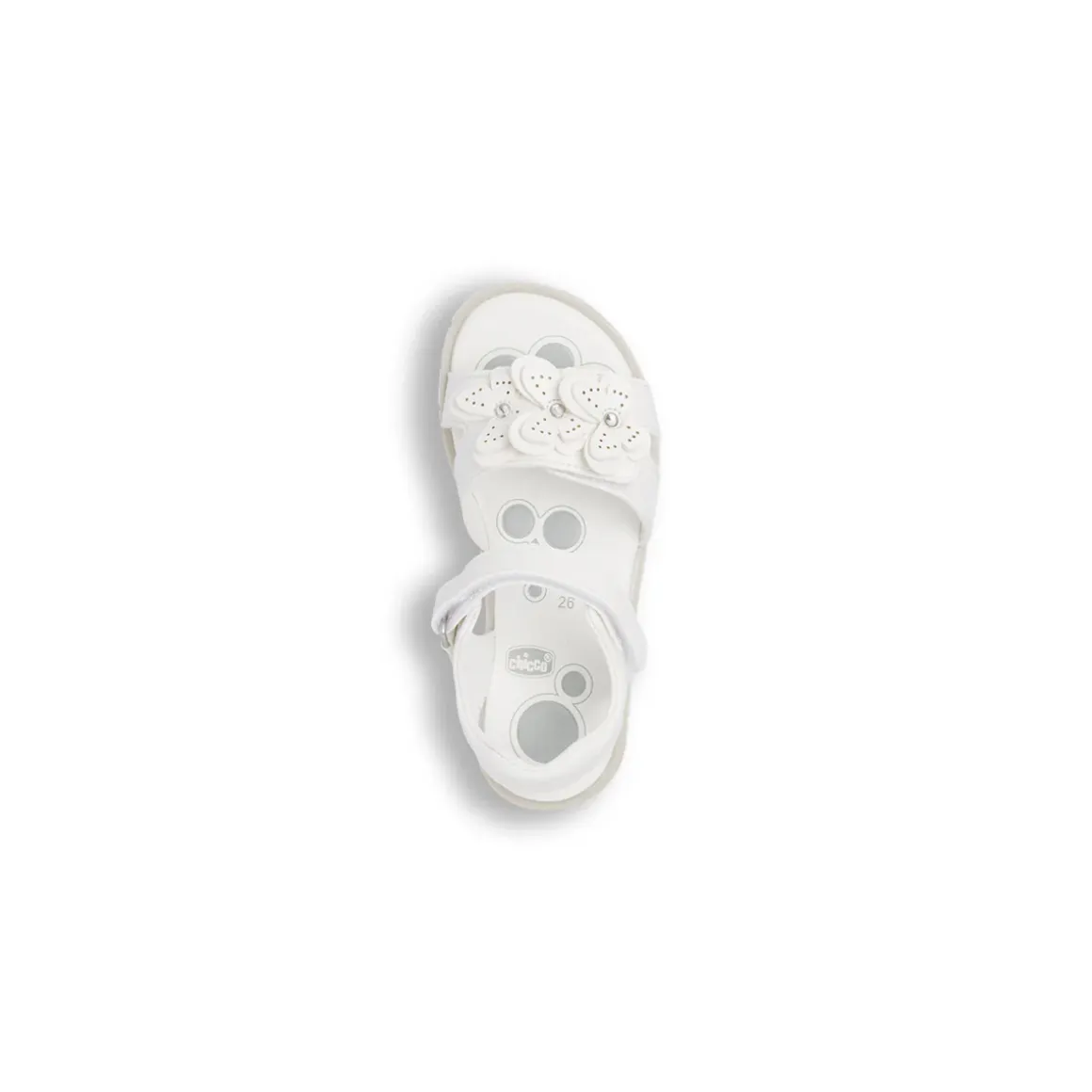 Sandali Bianchi da Bambina con farfalle decorative e strappo Chicco