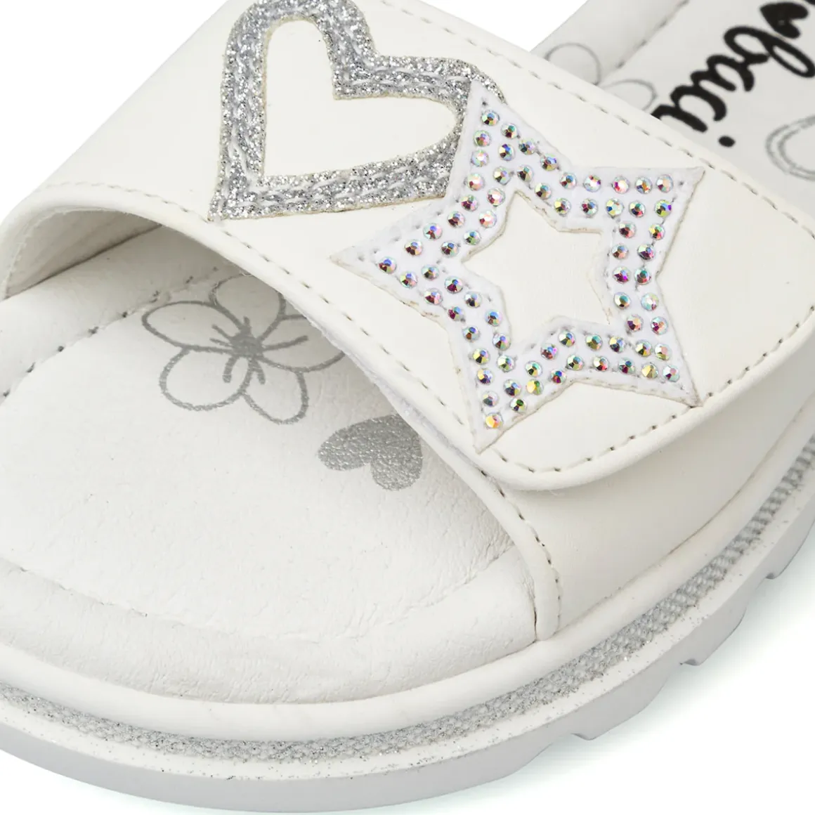 Sandali bianchi da Bambina con stelle e cuori e strass Dieci Baci