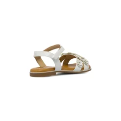 Sandali Bianchi da Bambina con fiori e strass argento Dieci Baci