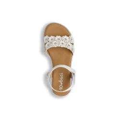 Sandali Bianchi da Bambina con fiori e strass argento Dieci Baci