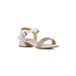 Sandali Bianchi da Bambina con fascia decorata con strass Dieci Baci