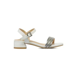 Sandali Bianchi da Bambina con fascia decorata con strass Dieci Baci