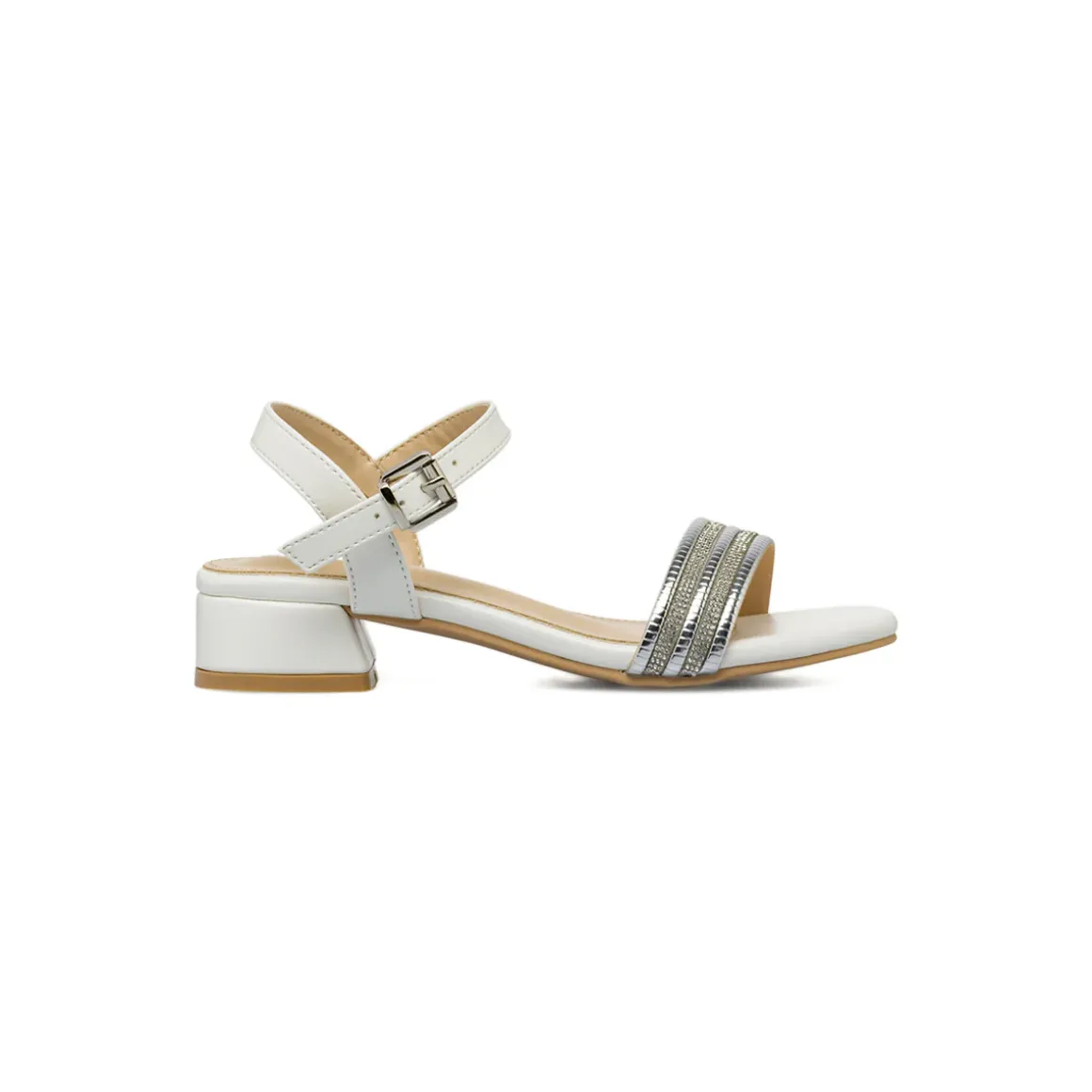 Sandali Bianchi da Bambina con fascia decorata con strass Dieci Baci