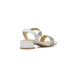 Sandali Bianchi da Bambina con fascia decorata con strass Dieci Baci