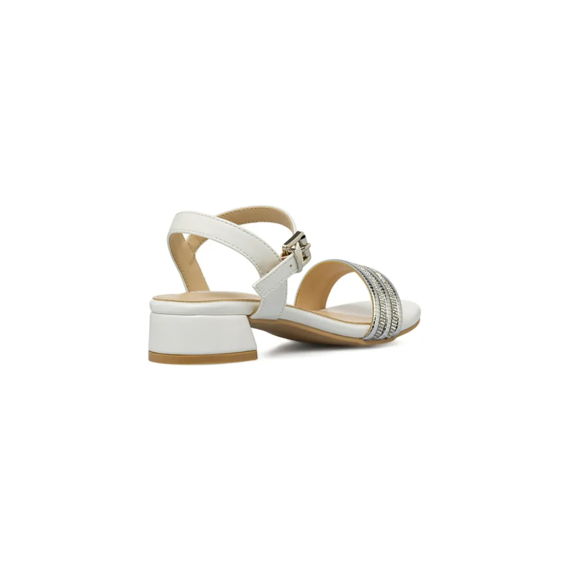 Sandali Bianchi da Bambina con fascia decorata con strass Dieci Baci