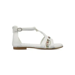 Sandali Bianchi da Bambina con strass colorati e zip Dieci Baci