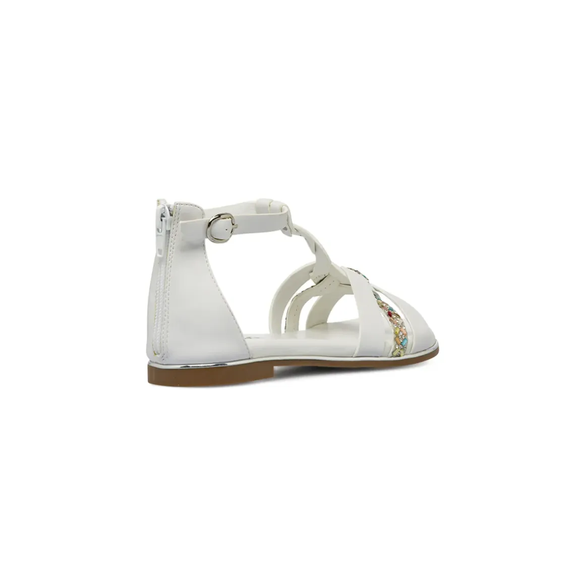 Sandali Bianchi da Bambina con strass colorati e zip Dieci Baci