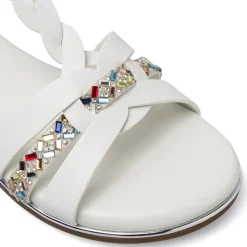 Sandali Bianchi da Bambina con strass colorati e zip Dieci Baci