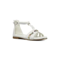 Sandali Bianchi da Bambina con strass colorati e zip Dieci Baci