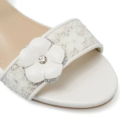 Sandali Bianchi da Bambina con fiore decorativo glitter Dieci Baci