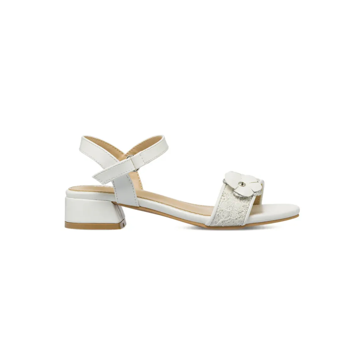 Sandali Bianchi da Bambina con fiore decorativo glitter Dieci Baci