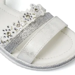 Sandali bianchi da Bambina con fiori e glitter Le scarpe di Alice
