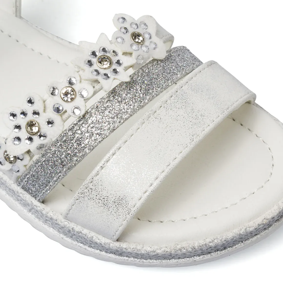 Sandali bianchi da Bambina con fiori e glitter Le scarpe di Alice