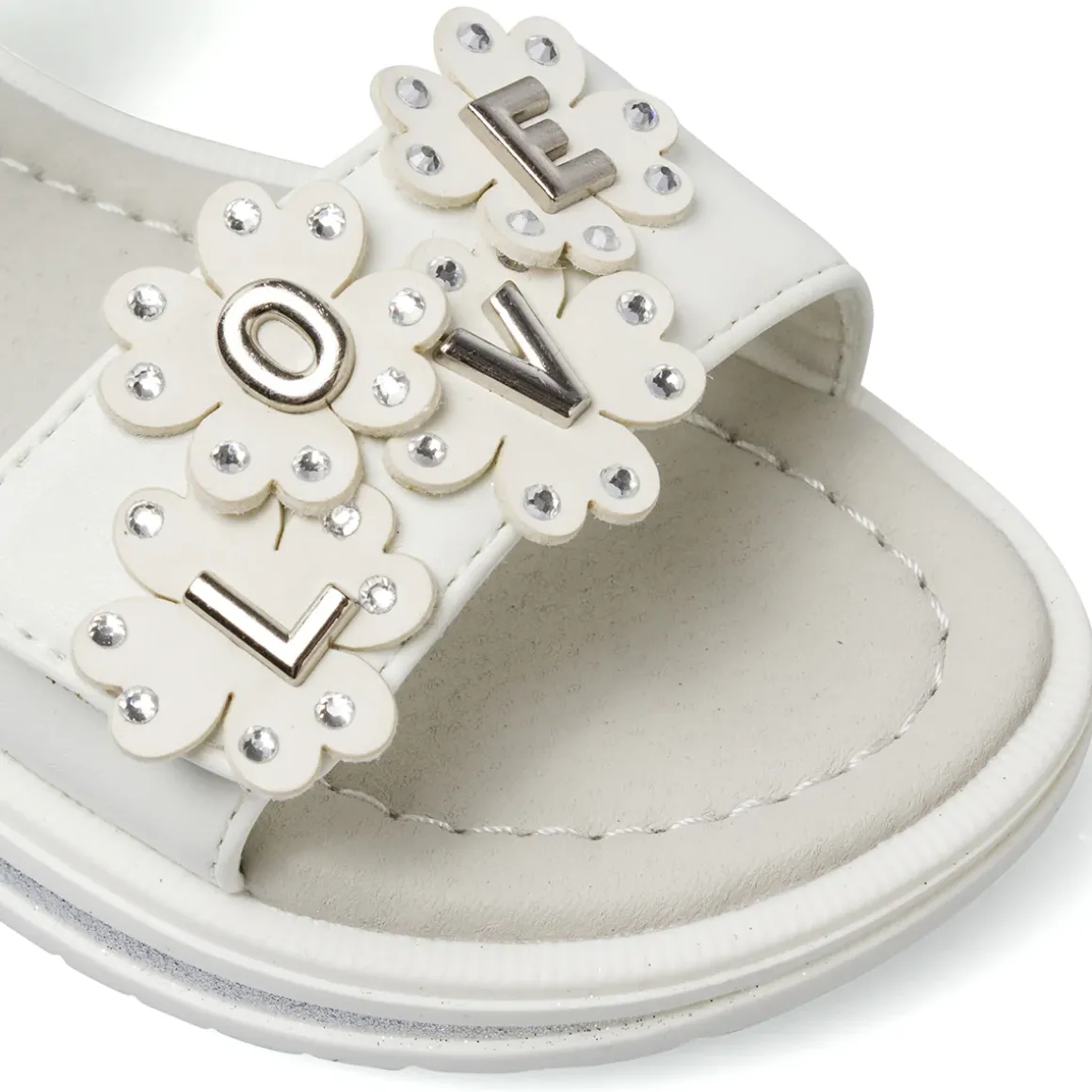 Sandali bianchi da Bambina con fiori strass Le scarpe di Alice