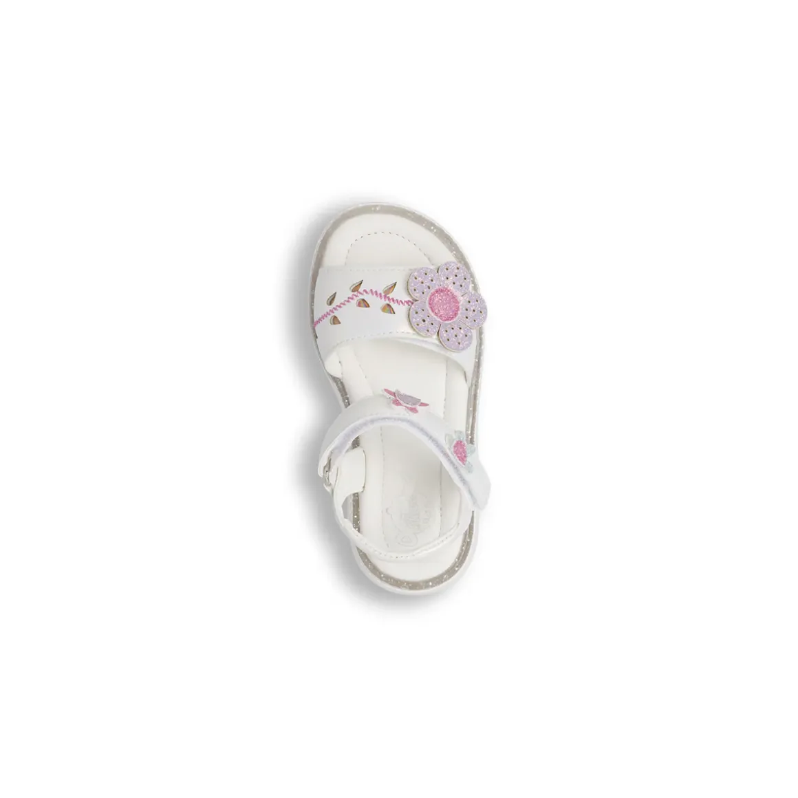 Sandali bianchi da Bambina con fiore rosa glitter Le scarpe di Alice