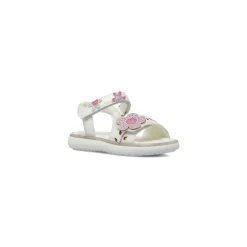 Sandali bianchi da Bambina con fiore rosa glitter Le scarpe di Alice