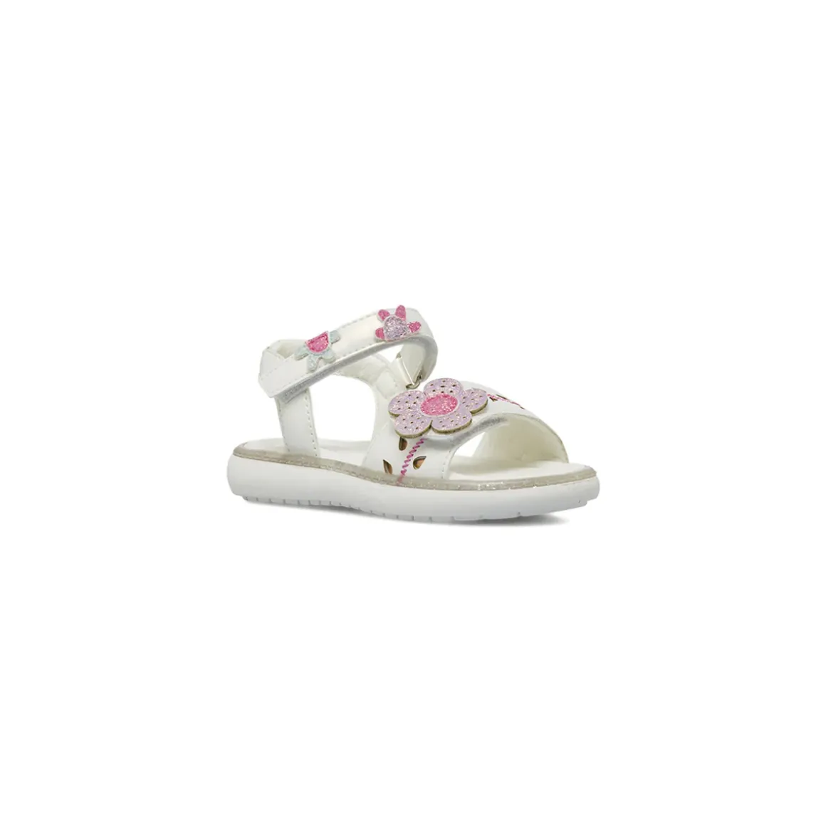 Sandali bianchi da Bambina con fiore rosa glitter Le scarpe di Alice