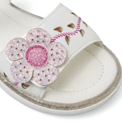 Sandali bianchi da Bambina con fiore rosa glitter Le scarpe di Alice