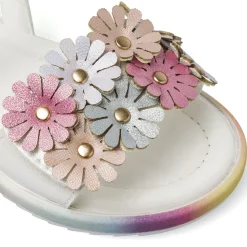 Sandali bianchi da Bambina con dettaglio arcobaleno Le scarpe di Alice