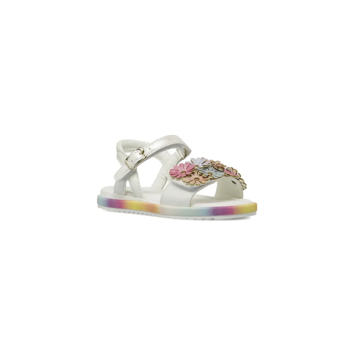 Sandali bianchi da Bambina con dettaglio arcobaleno Le scarpe di Alice