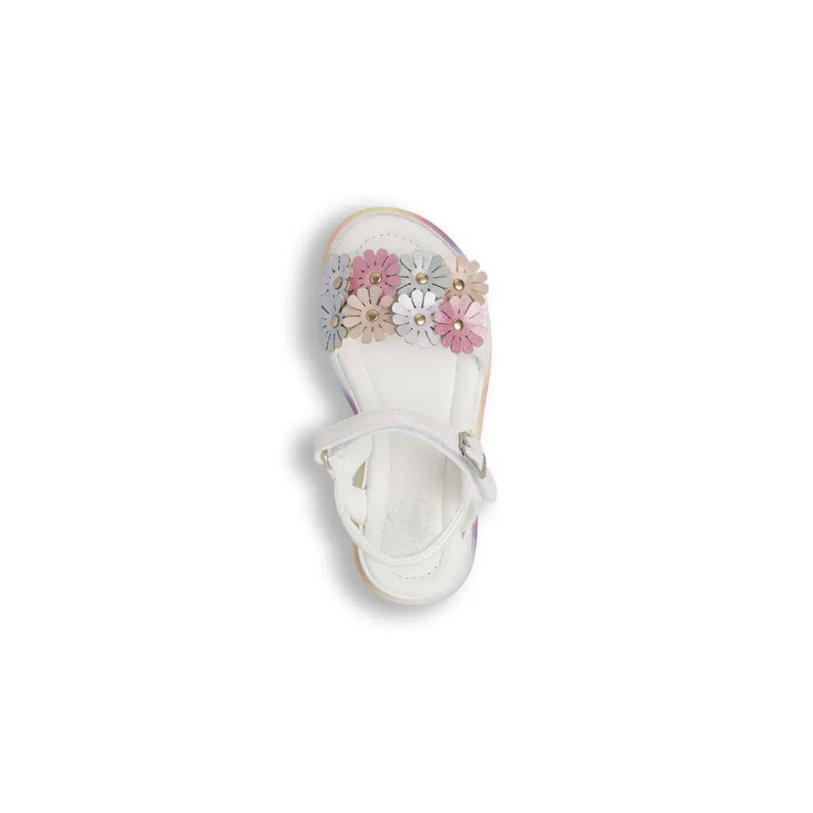 Sandali bianchi da Bambina con dettaglio arcobaleno Le scarpe di Alice