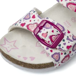 Sandali bianchi da Bambina con cuori e soletta in pelle Settenote