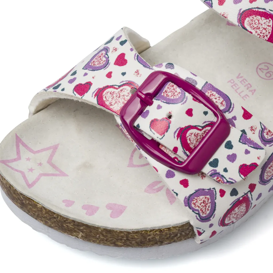 Sandali bianchi da Bambina con cuori e soletta in pelle Settenote