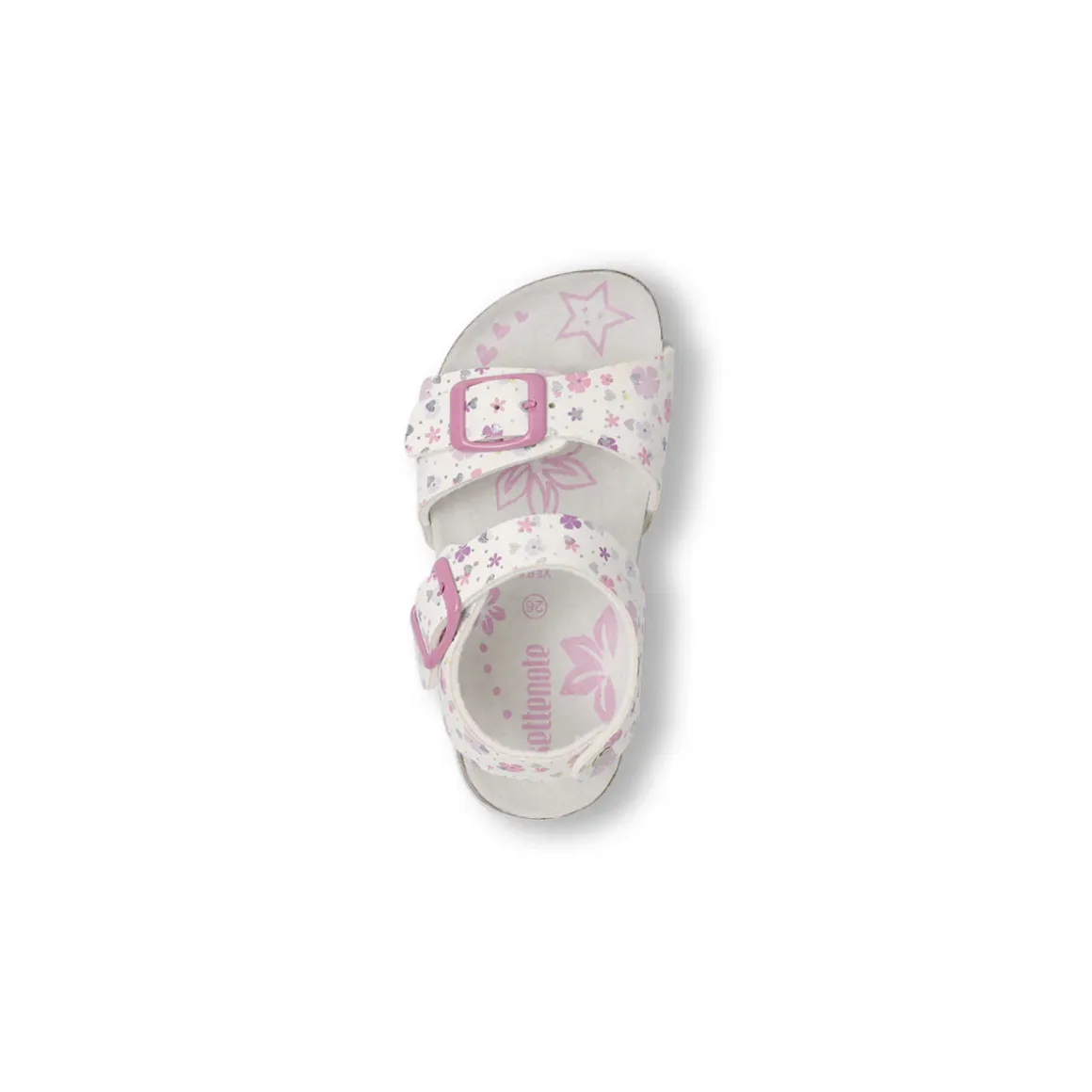 Sandali bianchi da Bambina con fiori e cuori glitterati Settenote